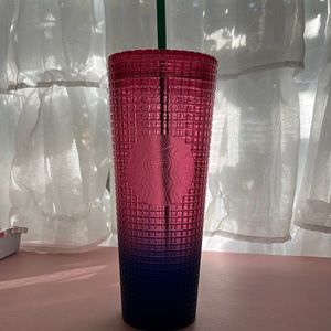 Starbucks watermelon pink purple gradient ombré grid tumbler